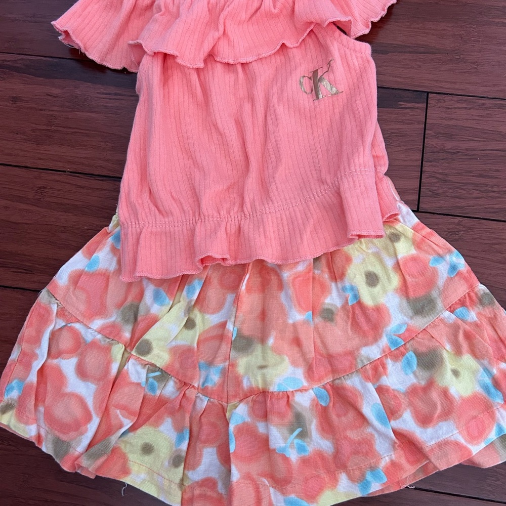 Calvin Klein Jeans Orange Floral Skirt